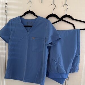 Figs Blue Scrub Top and Pants (2 pair) set